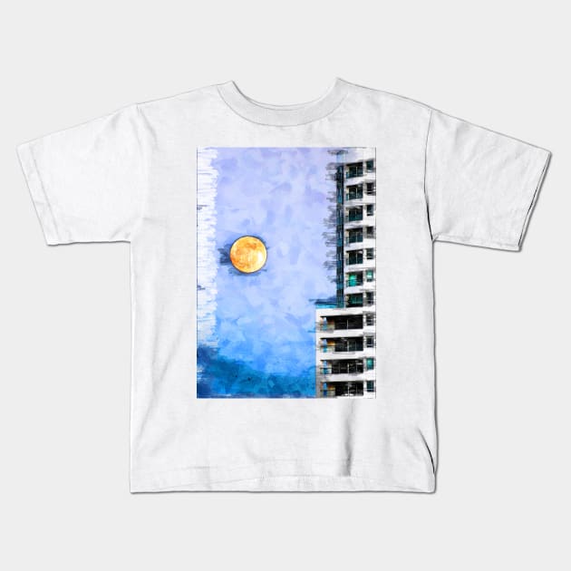 Super Moon In The City By Night. For Moon Lovers. Kids T-Shirt by ColortrixArt